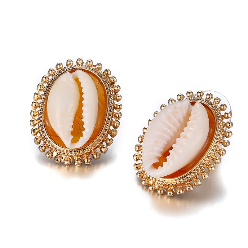 Europe And America Cross Border New Accessories Creative Inlaid Shell Gold Stud Earrings    Sources