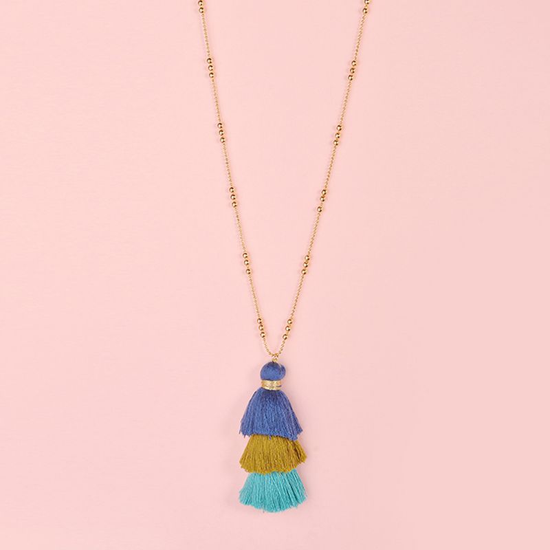 Cloth Fashion Tassel Necklace  (green) Nhlu0377-green