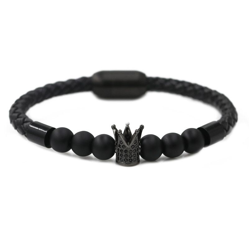 Außenhandel  Schwarz Milchstein Kronen Armband Edelstahl Magnetschnalle Armband Crown Bracelet