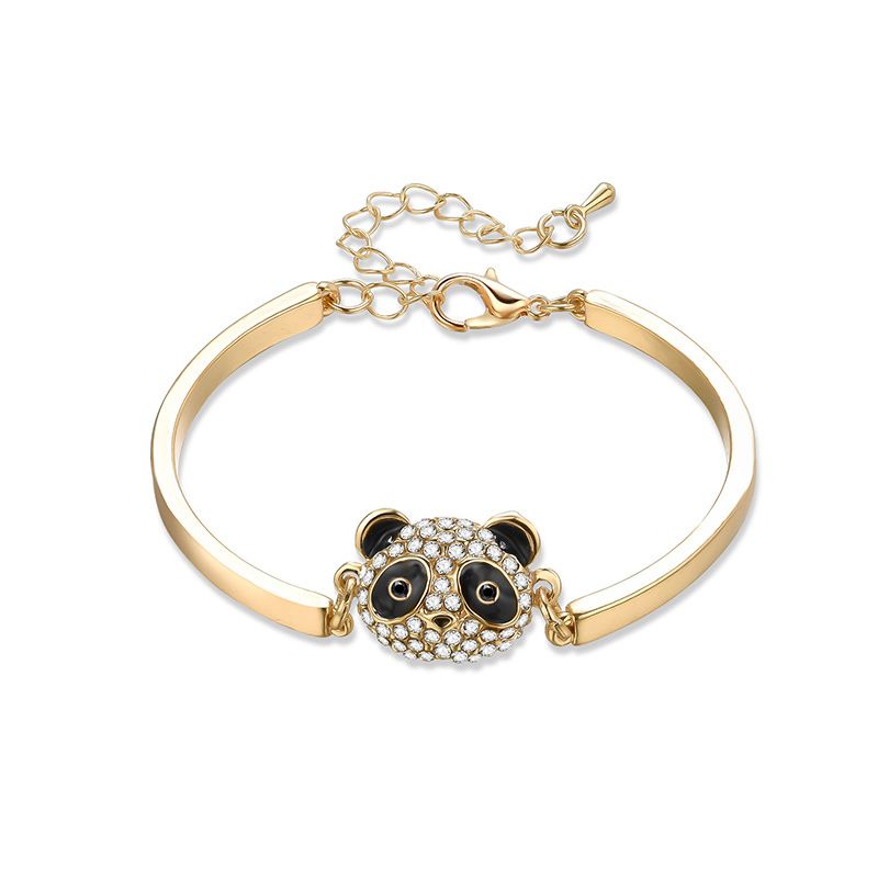 Approvisionnement Du Commerce Extérieur E-commerce Hot-vente Produit Mignon Trésor National Panda Forme Bracelet Strass Incrusté De Mode Tous Les-correspondant À La Main Bijoux