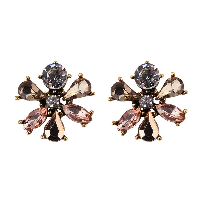 Imitated Crystal&cz Fashion Flowers Earring  (alloy + Champagne) Nhjq11138-alloy-champagne