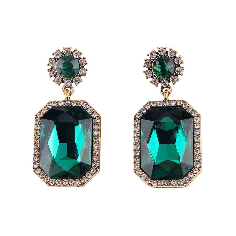 Imitated Crystal&cz Fashion Geometric Earring  (green) Nhjq11154-green