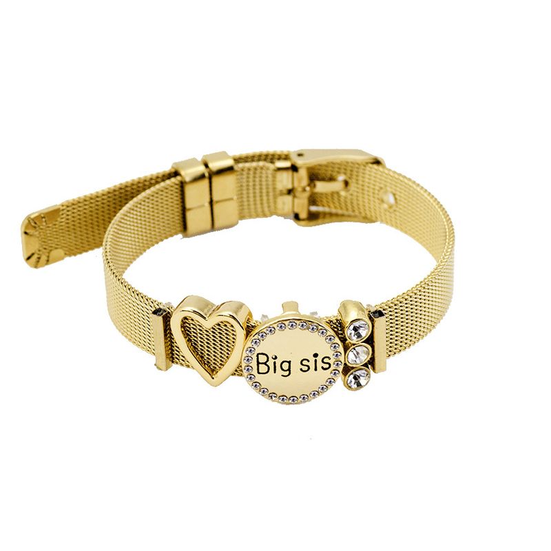 Fabrik Direkt Verkauf Europäisches Und Amerikanisches Edelstahl-mesh-armband Keeper-armband Liebes Buchstaben Big Sis Diamant-armband