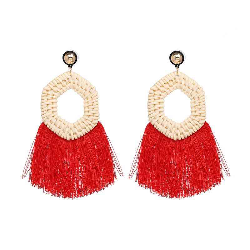 Plastic Fashion Tassel Earring  (red) Nhjj5403-red
