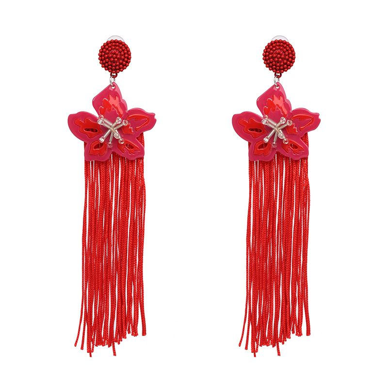 Plastic Fashion Flowers Earring  (red) Nhjj5404-red