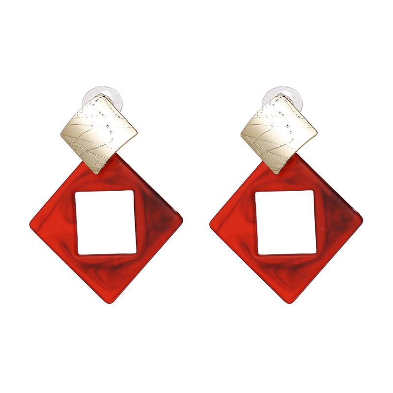 Plastic Fashion Geometric Earring  (red) Nhjj5423-red
