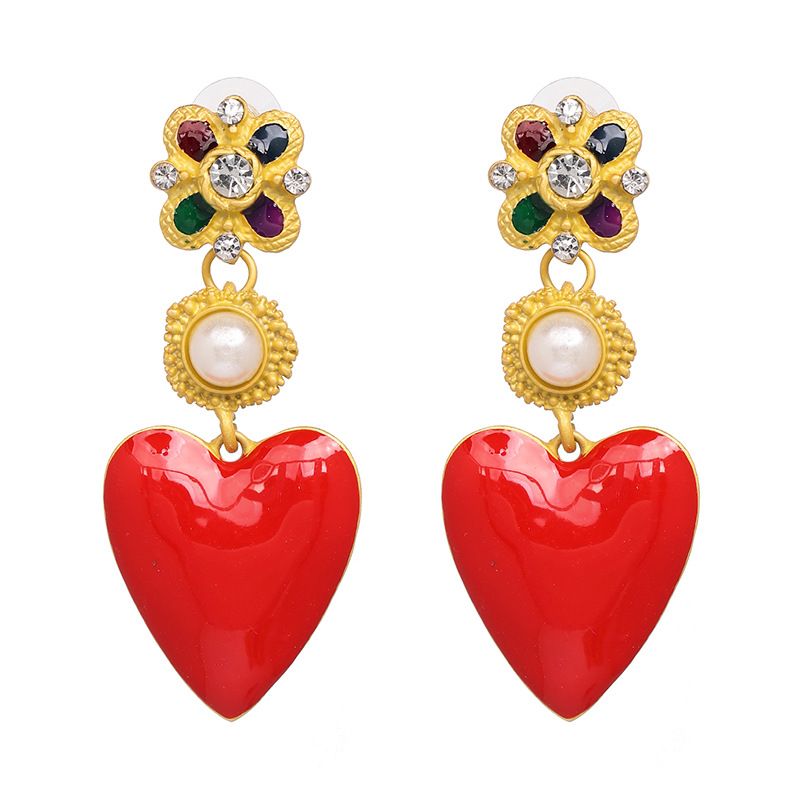 Alloy Fashion Sweetheart Earring  (red) Nhjj5435-red