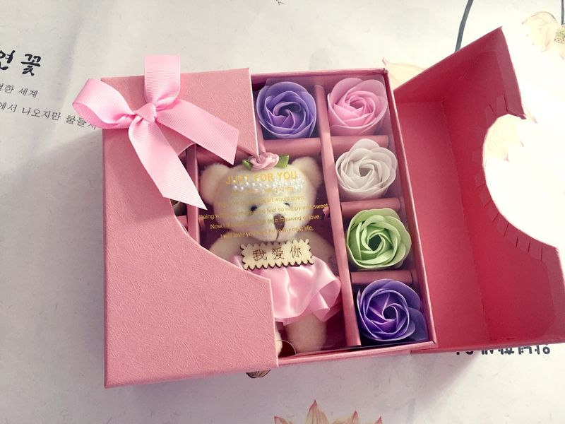 Pfirsich Herz Geschenk Box Rose Seifen Blume Valentinstag Geburtstags Geschenk Unternehmen Jahresende Event Geschenke Kleine Geschenke Großhandel