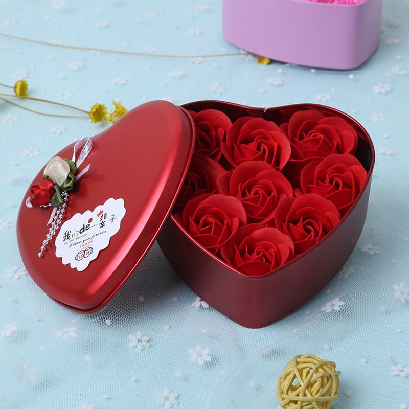 9 Rosen Seifen Blumen Herzförmige Blechdose Thanksgiving Teacher's Day Kreative Praktische Geschenke Physischer Laden Online-shop Geschenke