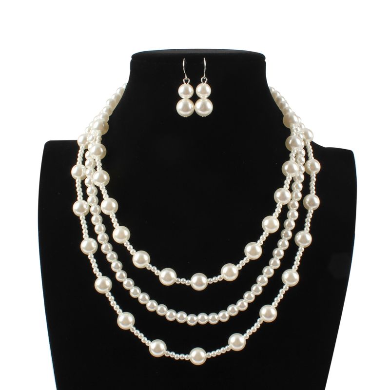 Beads Fashion Geometric Necklace  (creamy-white) Nhct0370-creamy-white