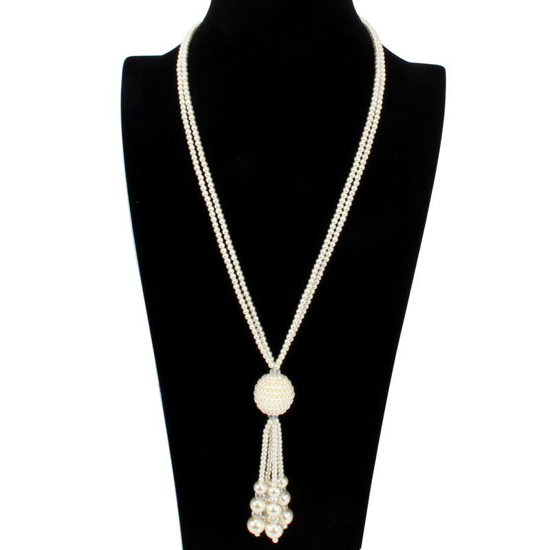 Beads Korea Tassel Necklace  (white) Nhct0376-white