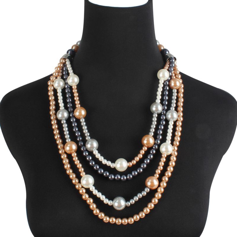 Europäische Und Amerikanische Mehr Schicht Ige Perlenkette Temperament Außenhandels Schmuck Mehrfarbige Gemischte Farbe Lange Pullover Kette Halskette 9600