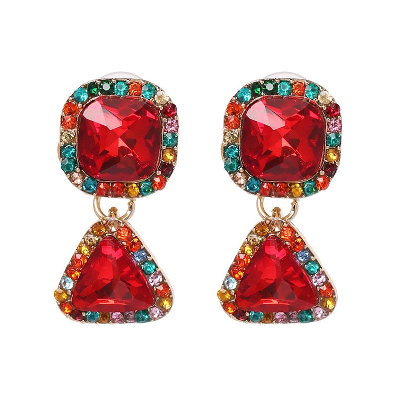 Fashion C Shape Diamond Alloy Artificial Gemstones Earrings Ear Studs