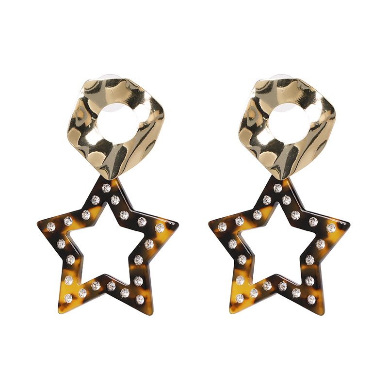 Jujia Neue Geometrische Fünfzackige Stern Acryl Platte Ohrringe Europäische Und Amerikanische Persönlichkeit Zubehör Grenz Überschreiten Der E-commerce 51556