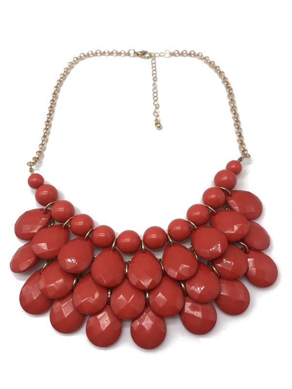 Alloy Fashion Bolso Cesta Necklace  (red) Nhom1290-red