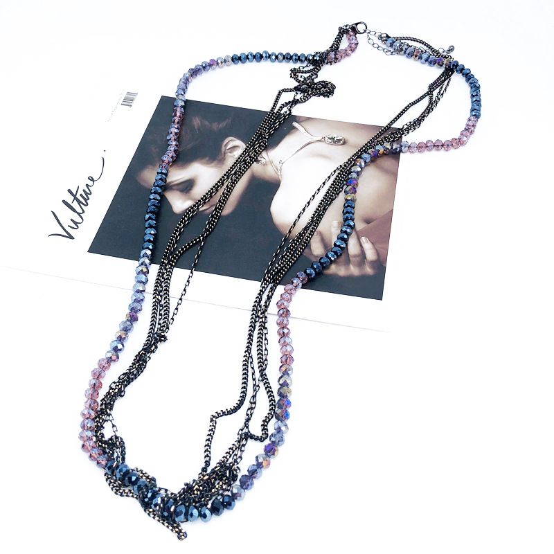 Hersteller Liefern Halskette Mehr Schicht Ige Glasperlen Set Halskette Pullover Kette Schnitt Fläche Kette Farbe Lange Halskette