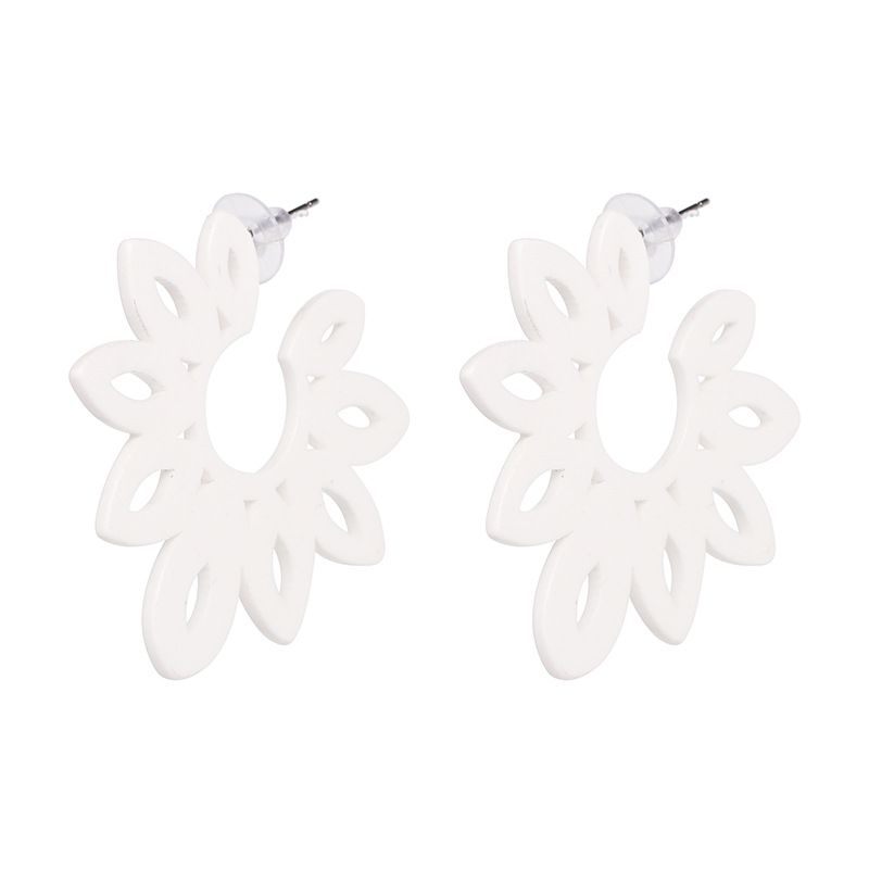 Plastic Fashion Flowers Earring  (white) Nhjj5388-white
