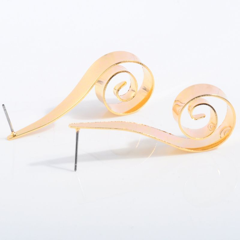 2021 Européen Et Américain Minimaliste Creative Géométrique Ronde Rotation Boucles D'oreilles En Métal Or Spirale Forme Alliage Boucles D'oreilles En Gros
