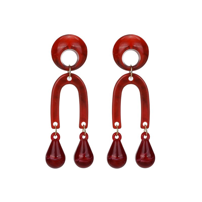 Plastic Vintage Geometric Earring  (red) Nhll0201-red