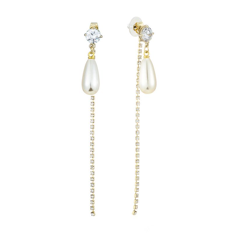 2018 Neuer Stil Korea Dongdaemun Gleiche Perlen Ohrringe Weibliche Kristall Quaste Lange Einfache Mode Persönlichkeit Ohrringe