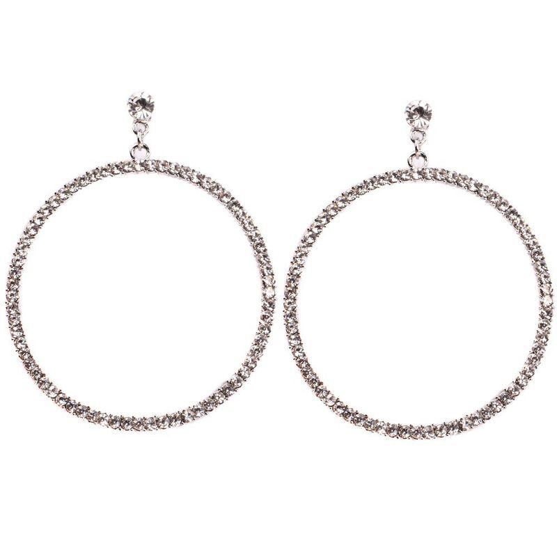 Europäische Und Amerikanische Mode Heiß Verkaufte Zwei Schicht Ige Drei Dimensionale Nachtclub Legierung Kreis Diamant Ohrringe Außenhandel  Persönlichkeit Ohrringe
