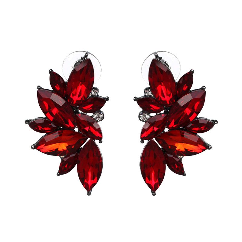 Fashion Geometric Inlaid Crystal Alloy Earrings Ear Studs