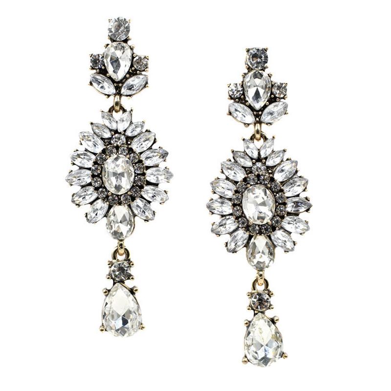 Europäische Und Amerikanische Luxus Damen Bankett Legierung Diamant Anhänger Ohrringe  Glänzende Und Exquisite Ohrringe Außenhandels Zubehör
