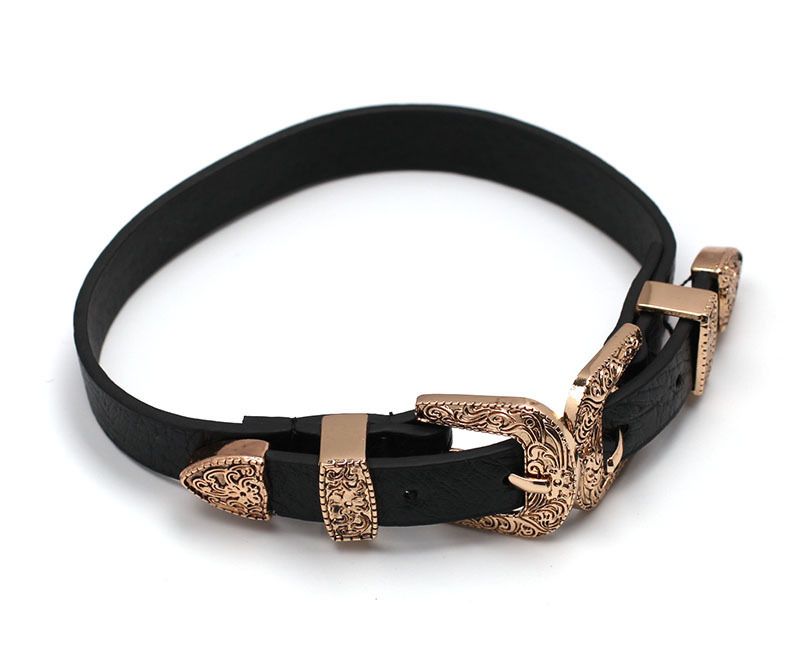 Europäische Und Amerikanische Straßen Fotografie Einfache Leder Halskette Choker Heiß Verkaufte Metalls Chnalle Textur Halskette Außenhandel Halskette Frauen