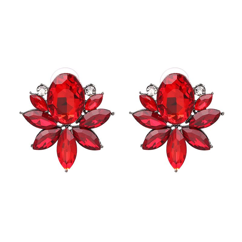 Imitated Crystal&cz Korea Flowers Earring  (red) Nhjj4158-red