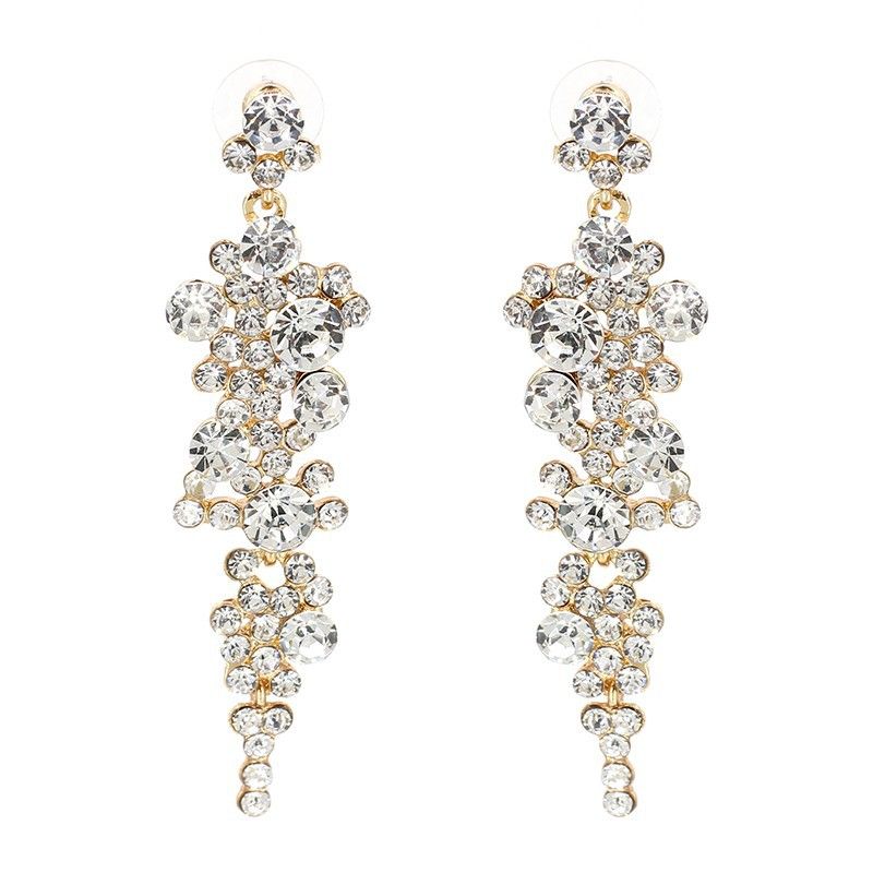 51990 Jujia Europäische Und Amerikanische Bekannte Mode Übertrieben Luxus Legierung Diamant Lange Ohrringe Yiwu Fabrik Direkt Vertrieb