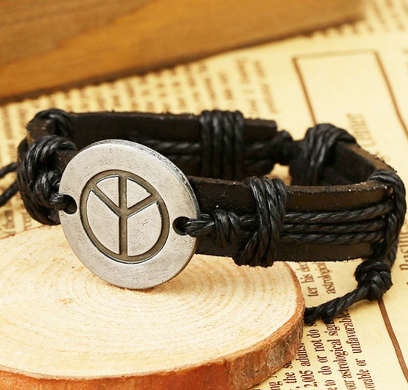 Leather Fashion Geometric Bracelet  (black Line) Nhpk1278-black Line