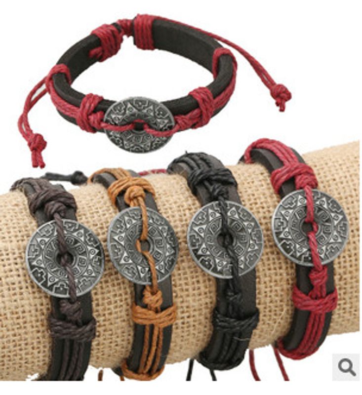 Leather Fashion Geometric Bracelet  (four Colors Are Made) Nhpk1283-four Colors Are Made