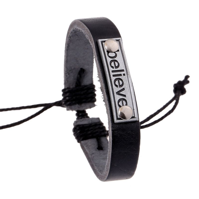 Leather Fashion Geometric Bracelet  (black) Nhpk1319-black
