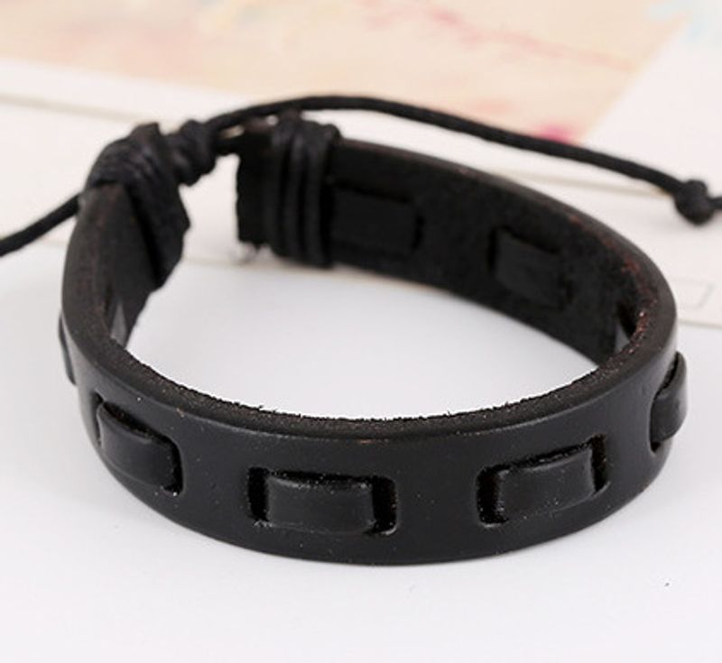 Leather Fashion Geometric Bracelet  (black) Nhpk1346-black