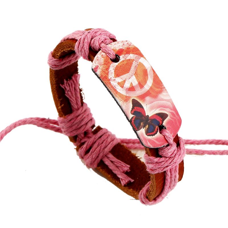 Leather Fashion Geometric Bracelet  (photo Color) Nhpk1356-photo Color