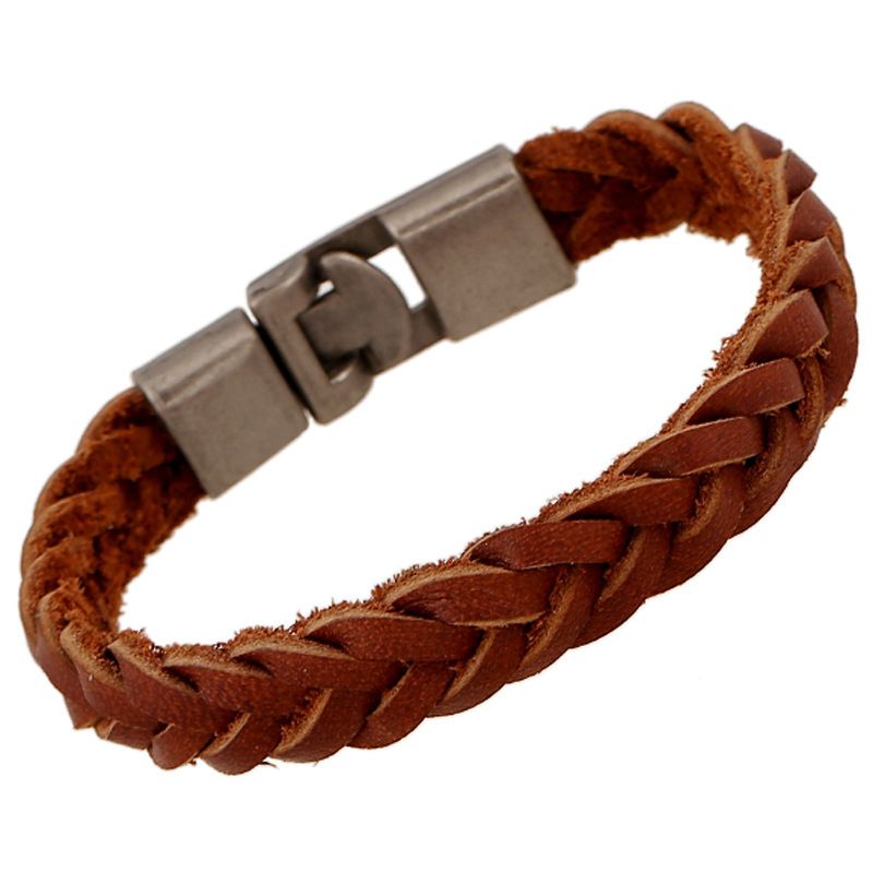 Leather Vintage Geometric Bracelet  (photo Color) Nhpk1328-photo Color