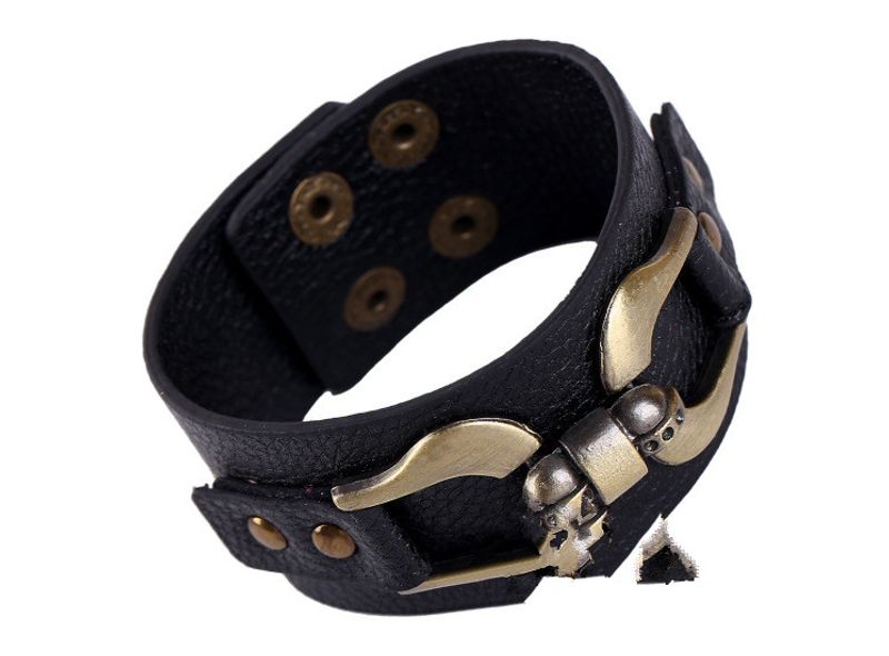 Leather Fashion Geometric Bracelet  (black) Nhpk1357-black