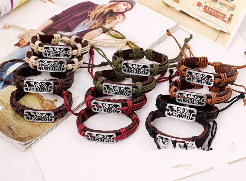 Leather Fashion Geometric Bracelet  (mixed Color Are Made) Nhpk1488-mixed Color Are Made