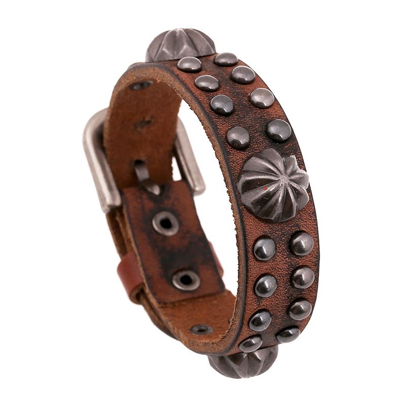 Leather Fashion Geometric Bracelet  (black) Nhpk1555-black