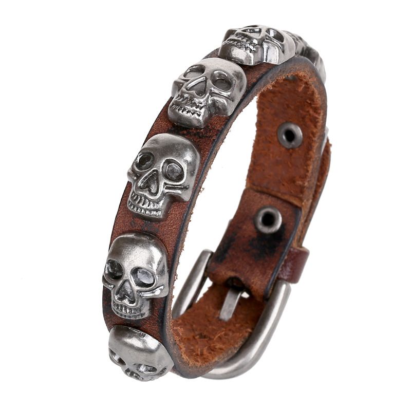 Usine Bas Prix Directe En Gros Européen Et Américain Nouveau Rétro Bovins En Cuir Bracelet Personnalité Punk Véritable Bracelet En Cuir Commerce Extérieur Bracelet