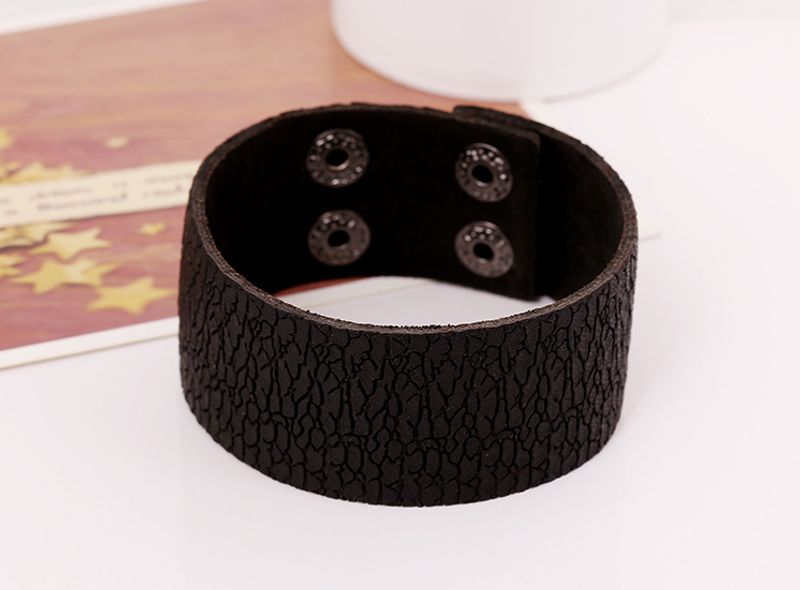 Leather Fashion Geometric Bracelet  (black) Nhpk1577-black