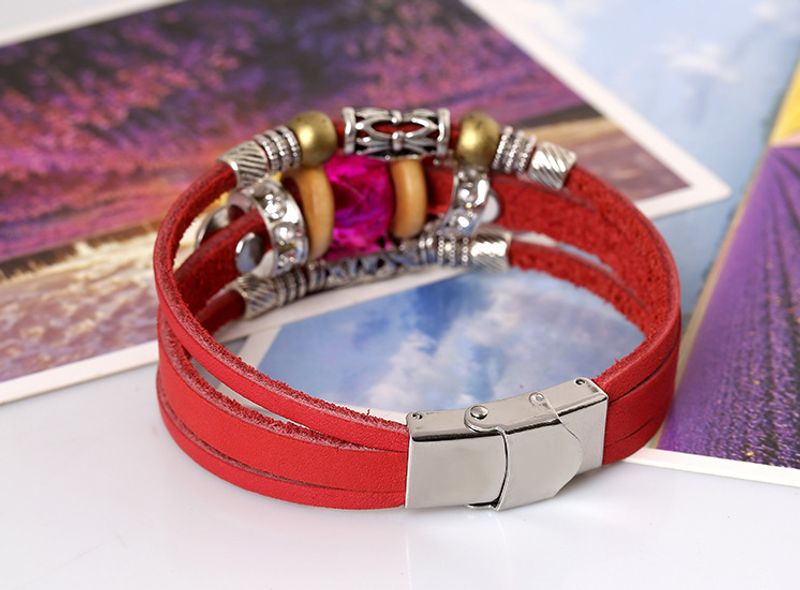 Fabrik Direkte Charge Neues Perlen Leder Armband 10 Yuan Shop Schmuck Großhandel Europäische Und Amerikanische Beliebte Rindsleder Armband