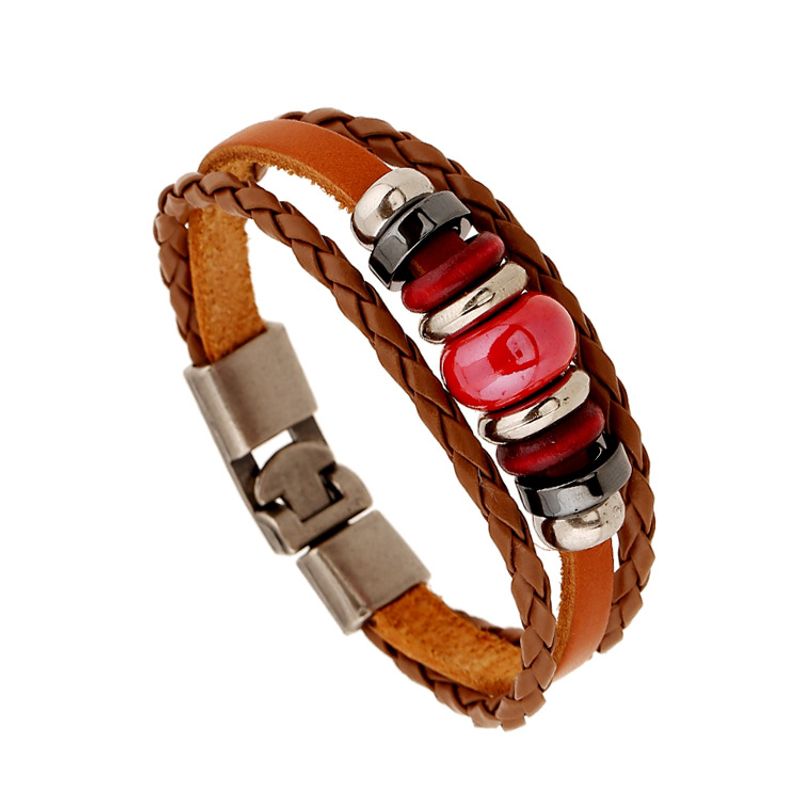 Leather Fashion Geometric Bracelet  (photo Color) Nhpk1634-photo Color
