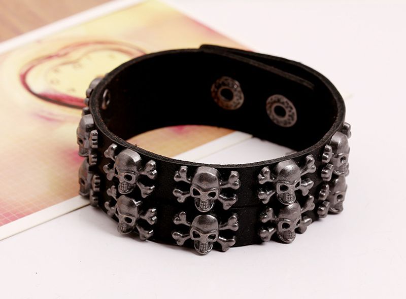 Leather Fashion Geometric Bracelet  (black) Nhpk1667-black