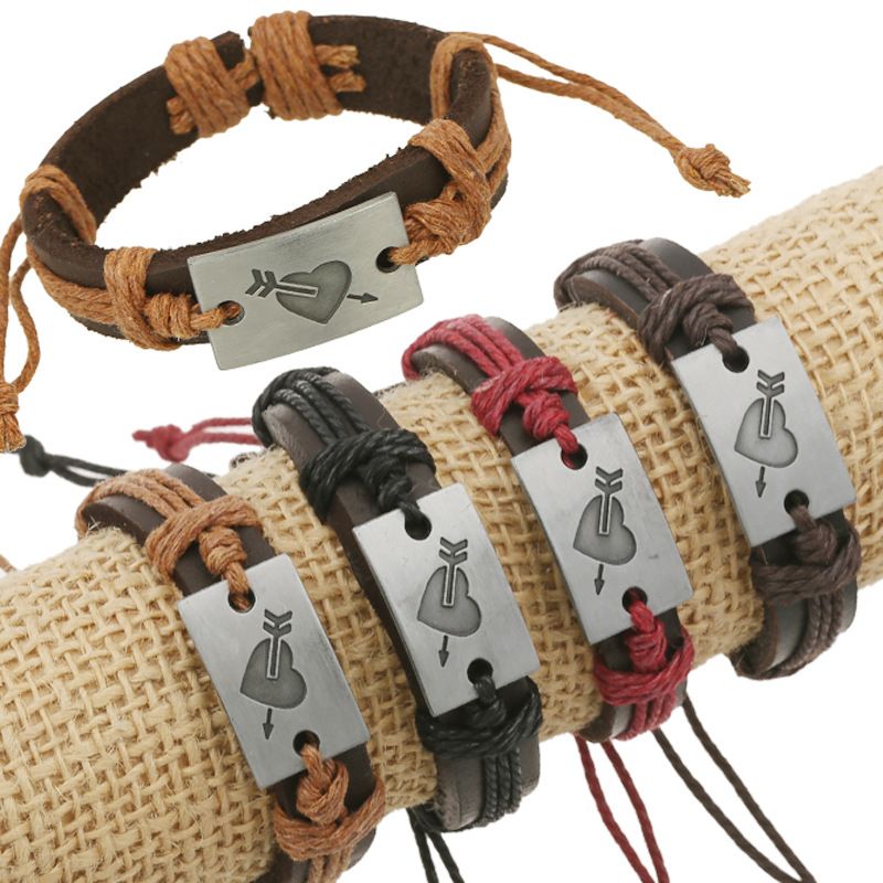 Leather Fashion Geometric Bracelet  (four-color Ropes Are Made) Nhpk1780-four-color Ropes Are Made