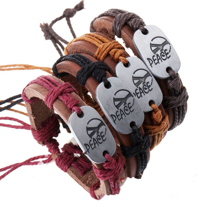 Leather Simple Geometric Bracelet  (four-color Ropes Are Made) Nhpk1814-four-color Ropes Are Made