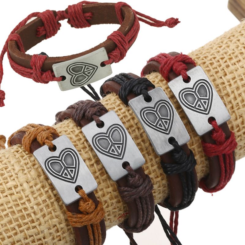 Leather Fashion Geometric Bracelet  (four Colors Are Made) Nhpk1823-four Colors Are Made