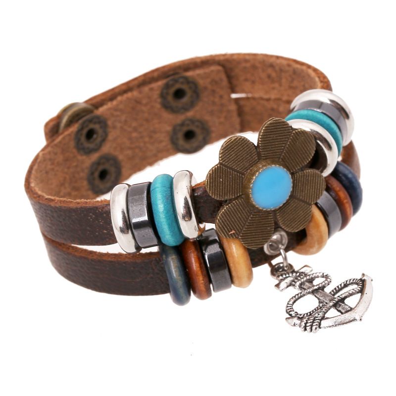 Leather Fashion Geometric Bracelet  (photo Color) Nhpk1891-photo Color