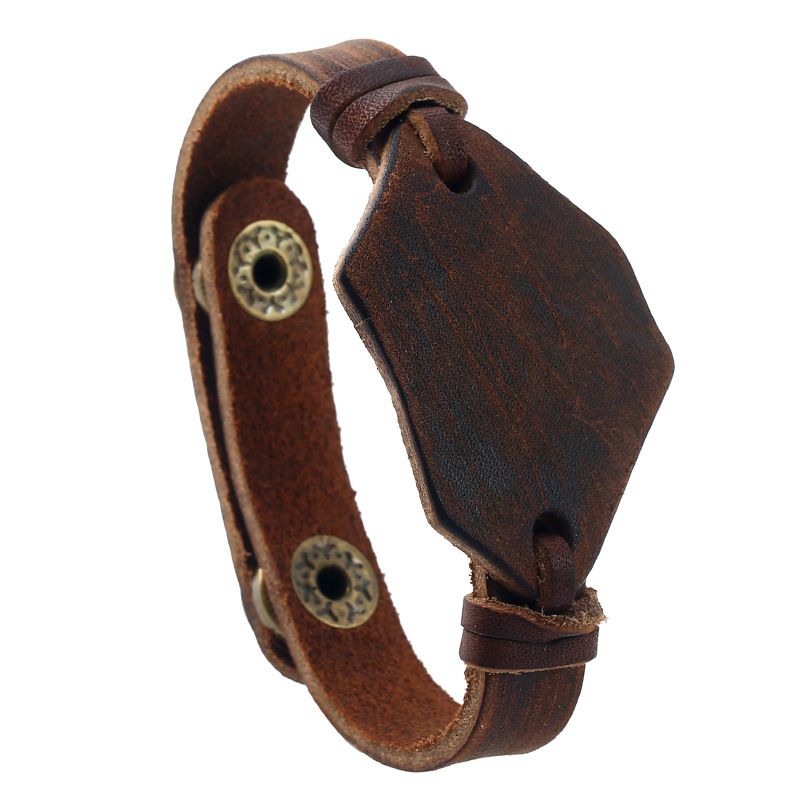 Leather Fashion Geometric Bracelet  (vintage Brown) Nhpk1948-vintage Brown