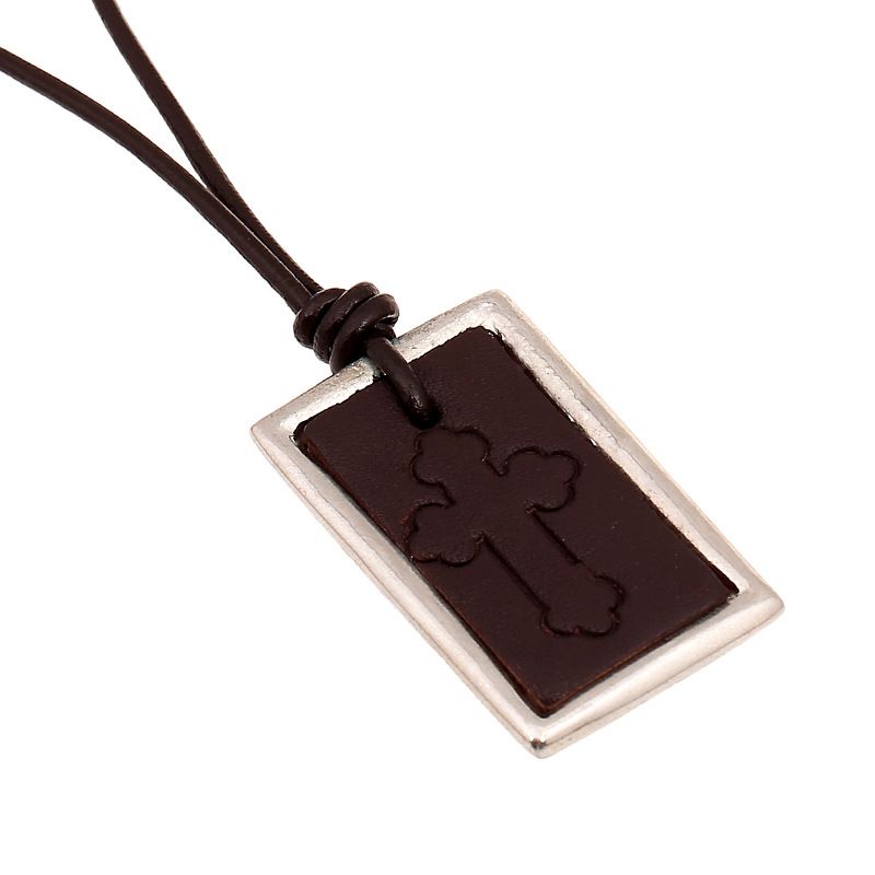 Leather Fashion Geometric Necklace  (brown) Nhpk1950-brown